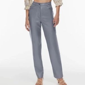 Aritzia Melina Pant Vegan Leather Shadow Blue Size 2
